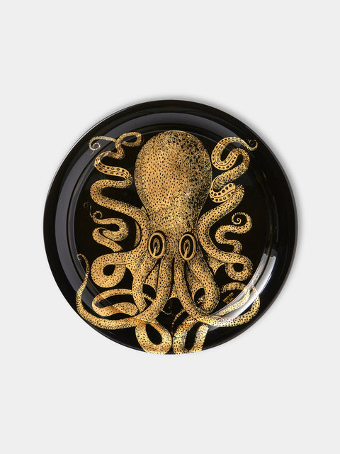 Fornasetti - Polipo Wood Round Tray - Black - ABASK - 