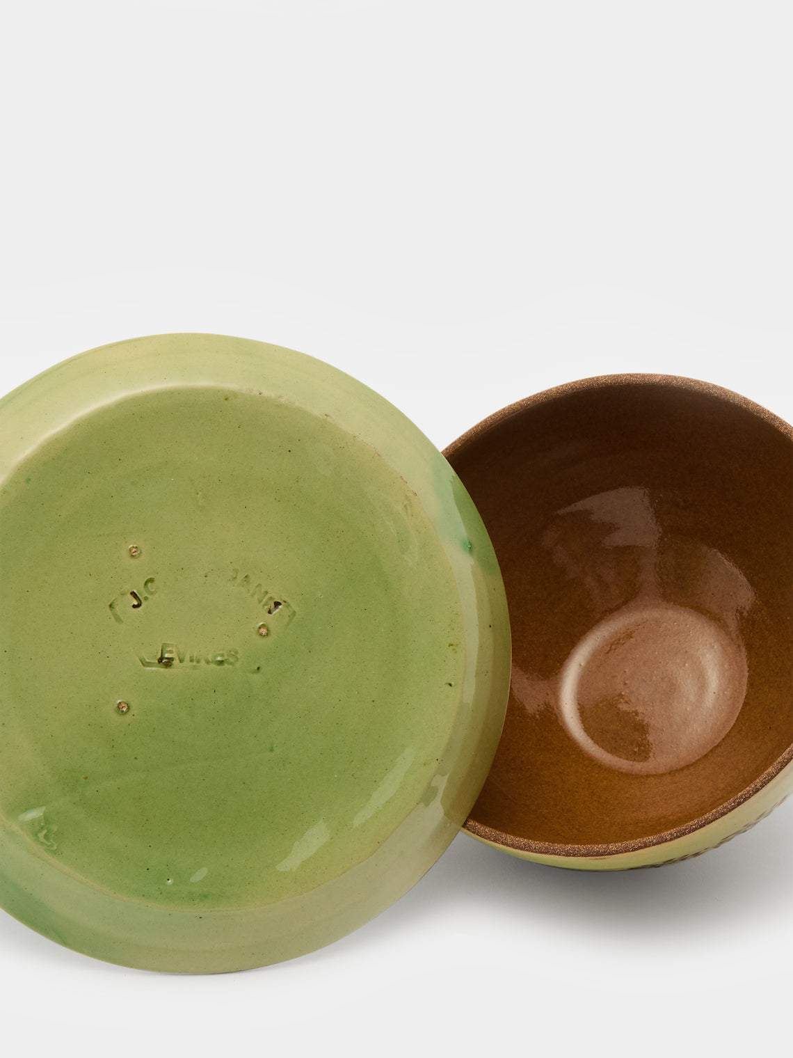 Poterie d’Évires - Flowers Hand-Painted Ceramic Small Lidded Butter Dish - Green - ABASK