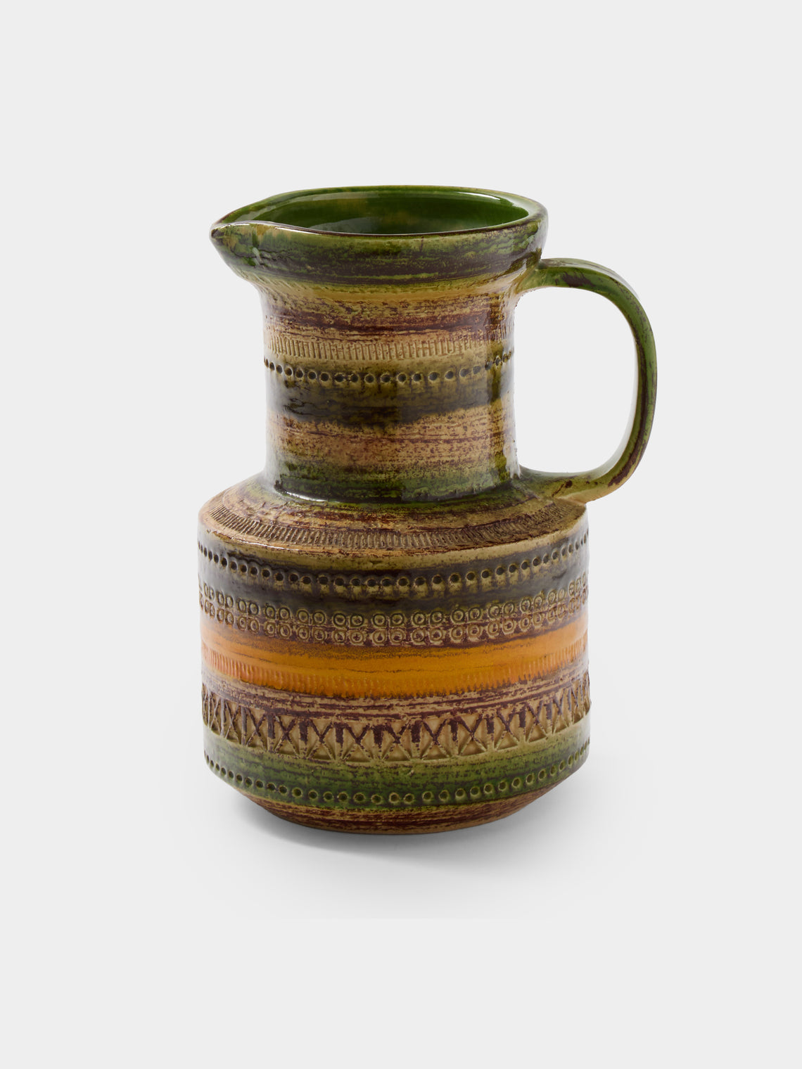Antique and Vintage - 1960s Bitossi Sahara Ceramic Jug - Green - ABASK - 