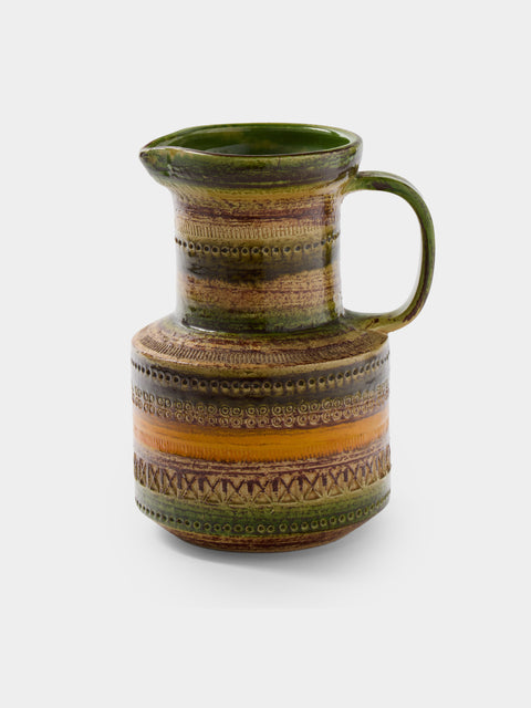Antique and Vintage - 1960s Bitossi Sahara Ceramic Jug - Green - ABASK - 