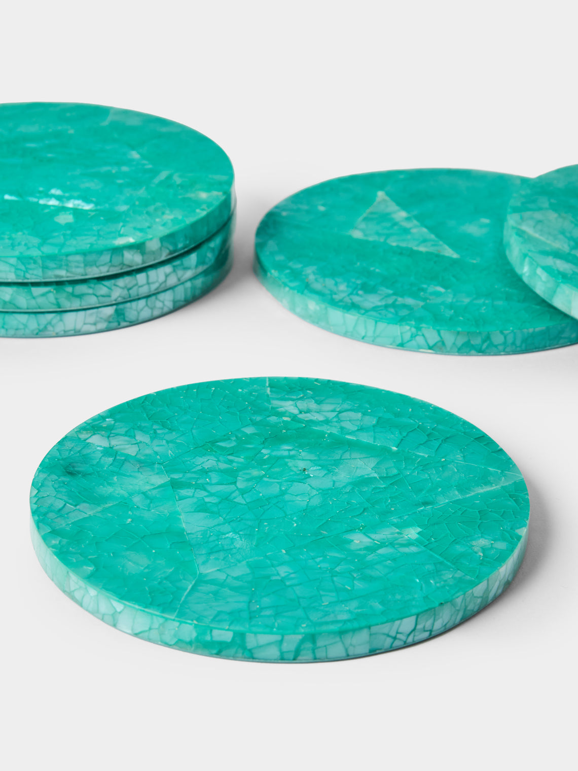 Objet Luxe - Mother-of-Pearl Coasters (Set of 6) - Blue - ABASK
