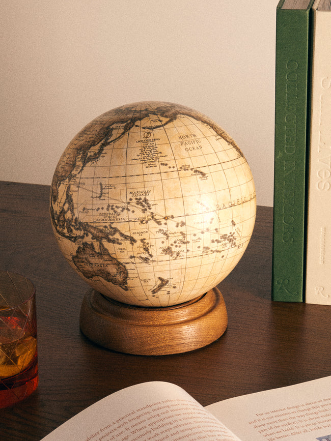 Leonardo Frigo - The Mocenigo Hand-Printed Globe on Oak Base (8in/20cm) - Brown - ABASK