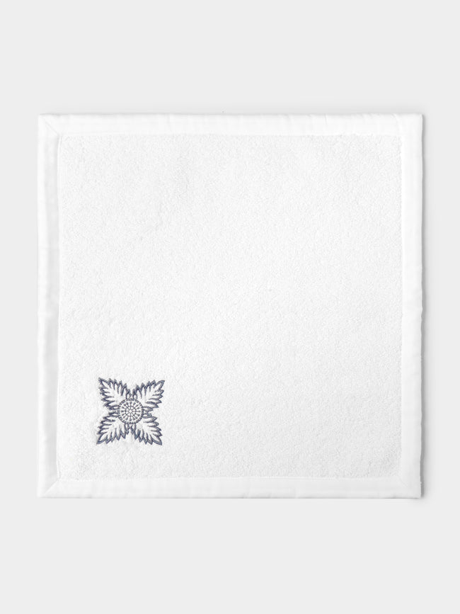 Loretta Caponi - Foliage Hand-Embroidered Cotton Washcloth -  - ABASK - 