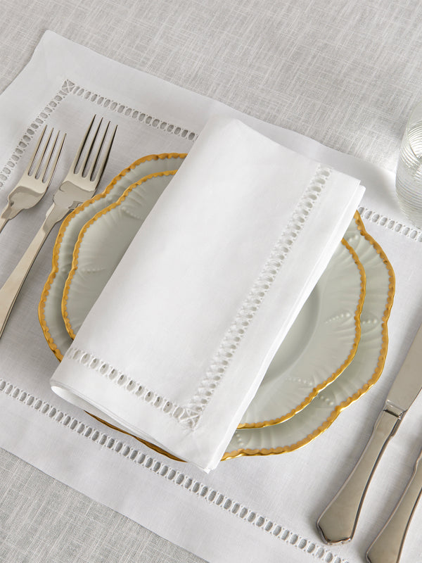 Los Encajeros - Tokyo Linen Napkins (Set of 4) - White - ABASK