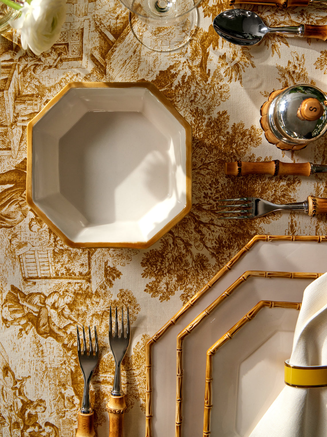 Verdolini - Bamboo Hand-Painted Ceramic Cereal Bowl - White - ABASK