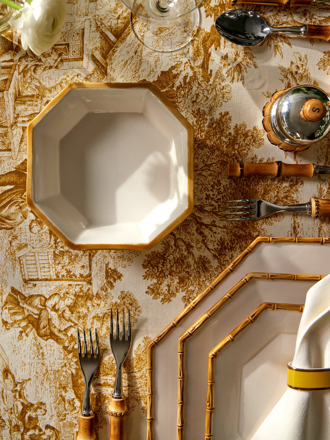 Verdolini - Bamboo Hand-Painted Ceramic Cereal Bowl - White - ABASK