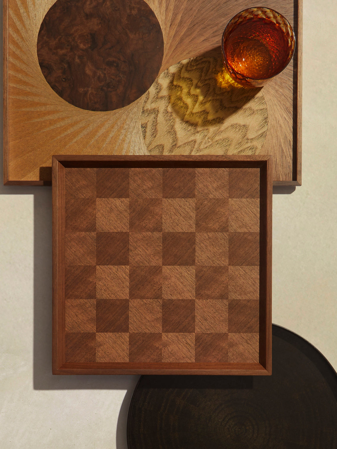 Mori Kougei - Poke Walnut Square Tray (10.5in/26.5cm) - Brown - ABASK