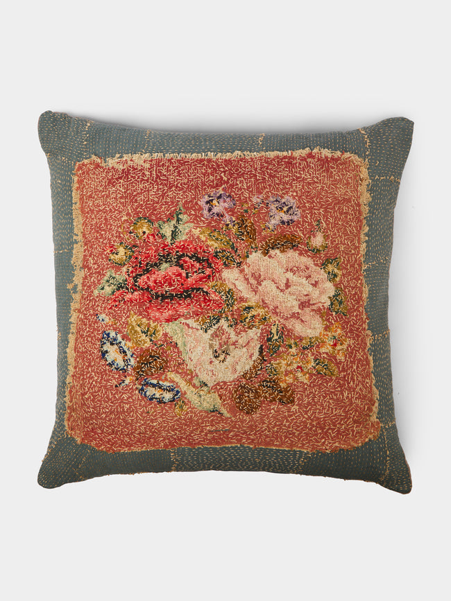 By Walid - 1940s Floral Needlepoint Cushion -  - ABASK - 