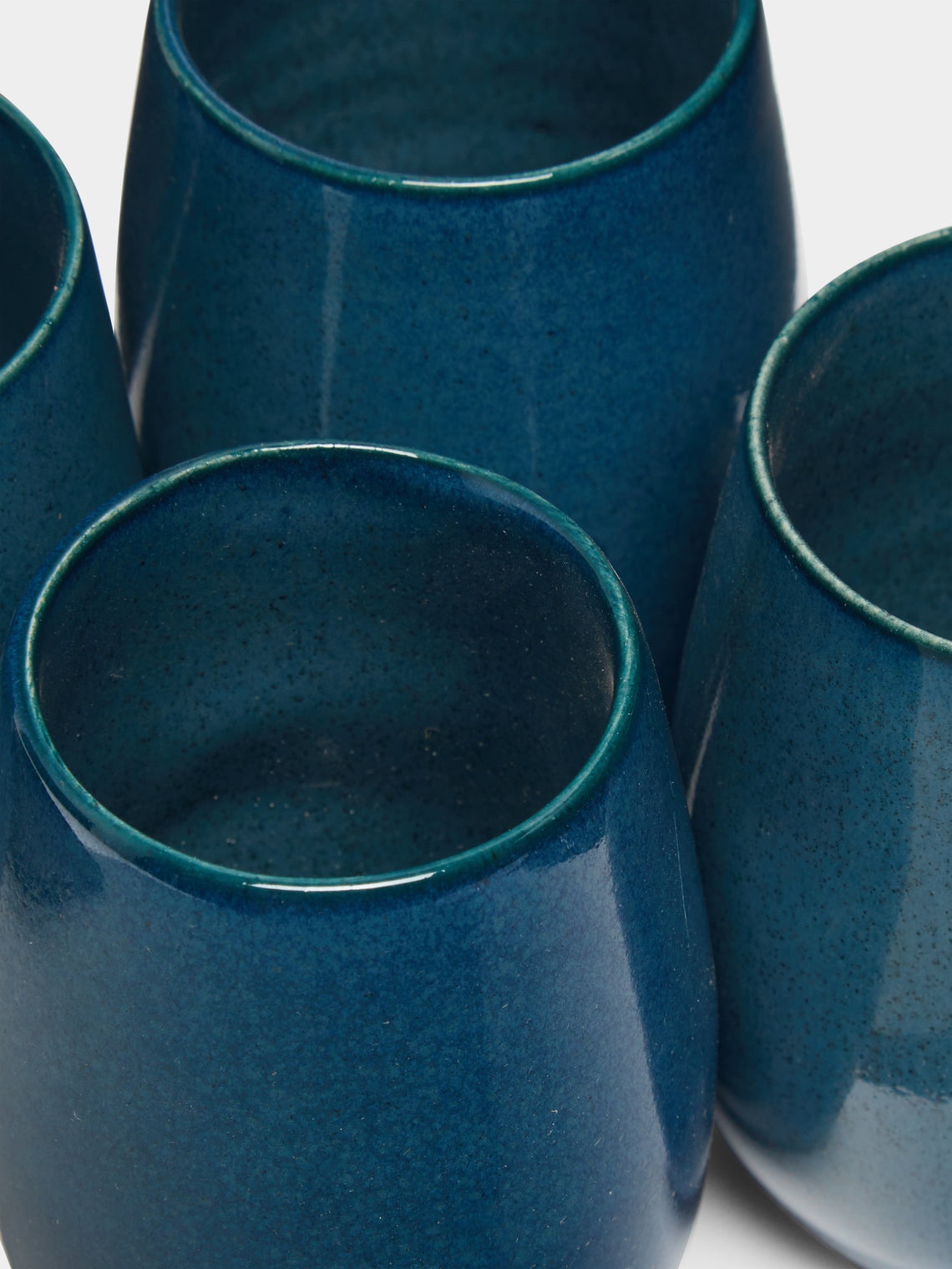 Mervyn Gers Ceramics - Hand-Glazed Ceramic Short Cups (Set of 4) - Blue - ABASK