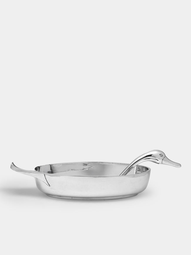 Antique and Vintage - 1940s Cesa Solid Silver Duck Serving Dish and Spoon - Silver - ABASK - 