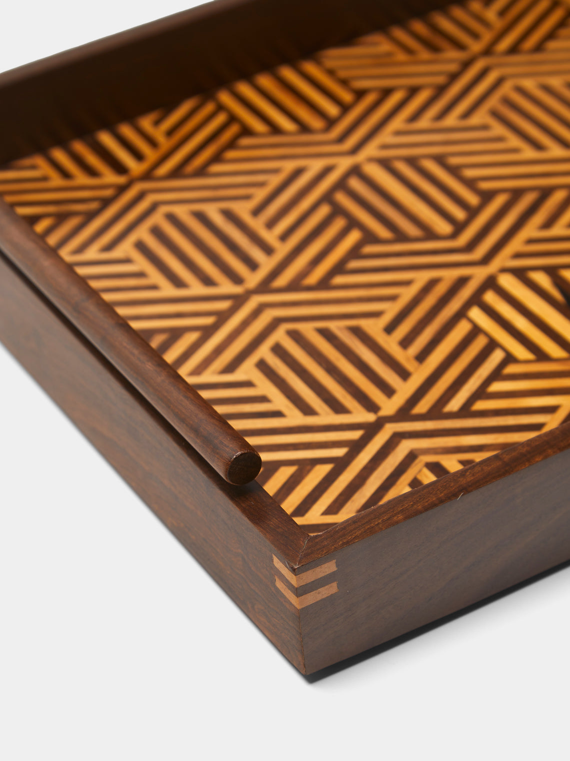 CasaLatina - Marquetry Wood Tray (17.5in/44cm) - Brown - ABASK