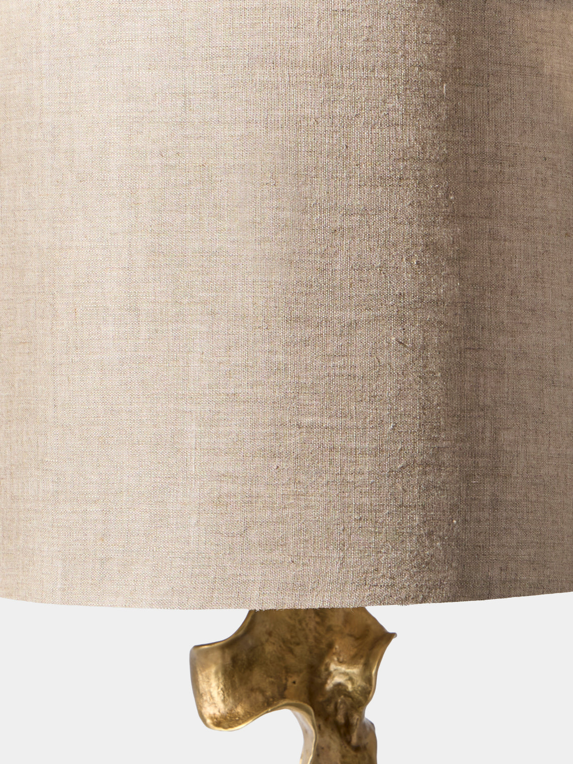 Viya - Saffron Brass and Embroidered Cotton Small Table Lamp - Brass - ABASK