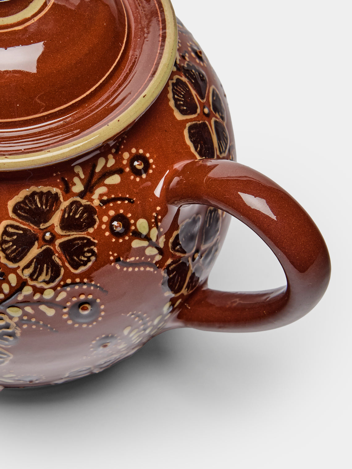 Poterie d’Évires - Flowers Hand-Painted Ceramic Teapot - Light brown - ABASK