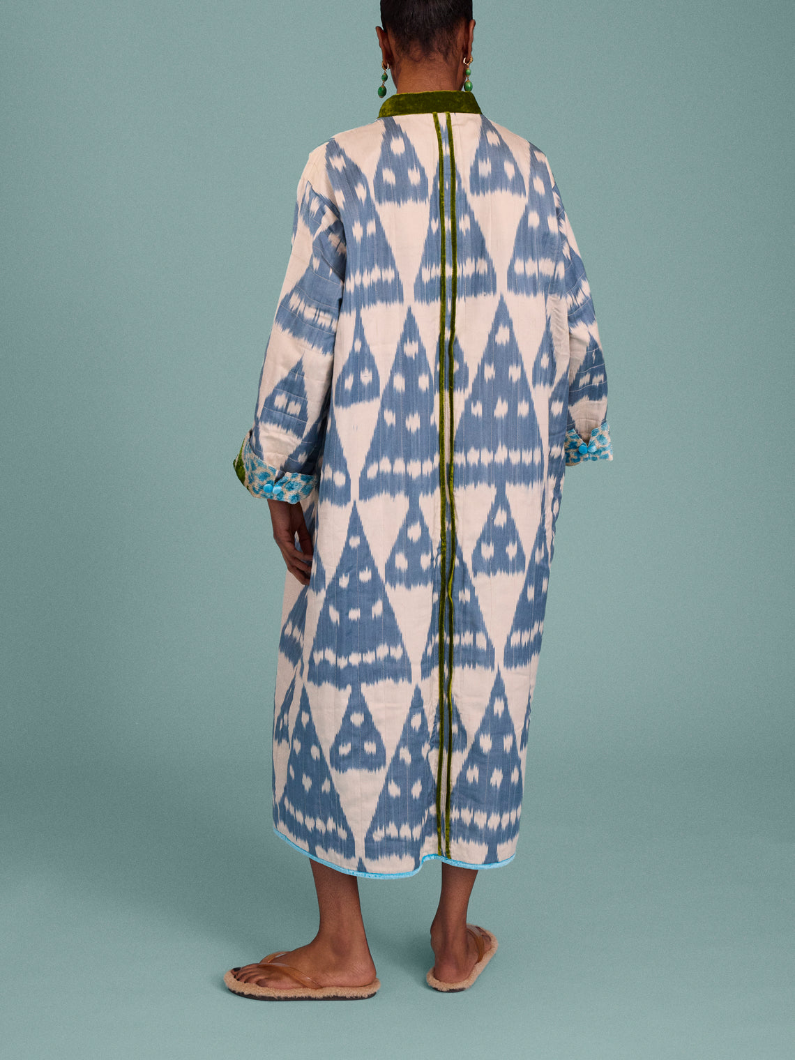 Nazzy Beglari - Hand-Loomed Ikat Velvet Reversible Robe | One Size - Multiple - ABASK