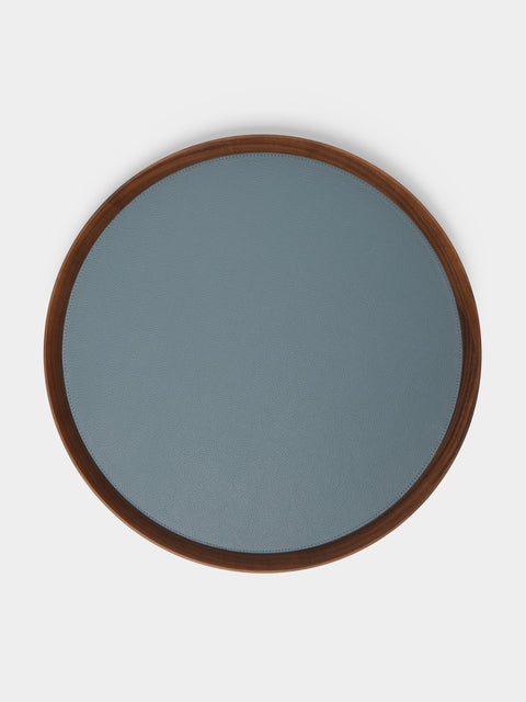 Giobagnara x Poltrona Frau - Walnut Medium Round Tray with Leather Inlay -  - ABASK - 