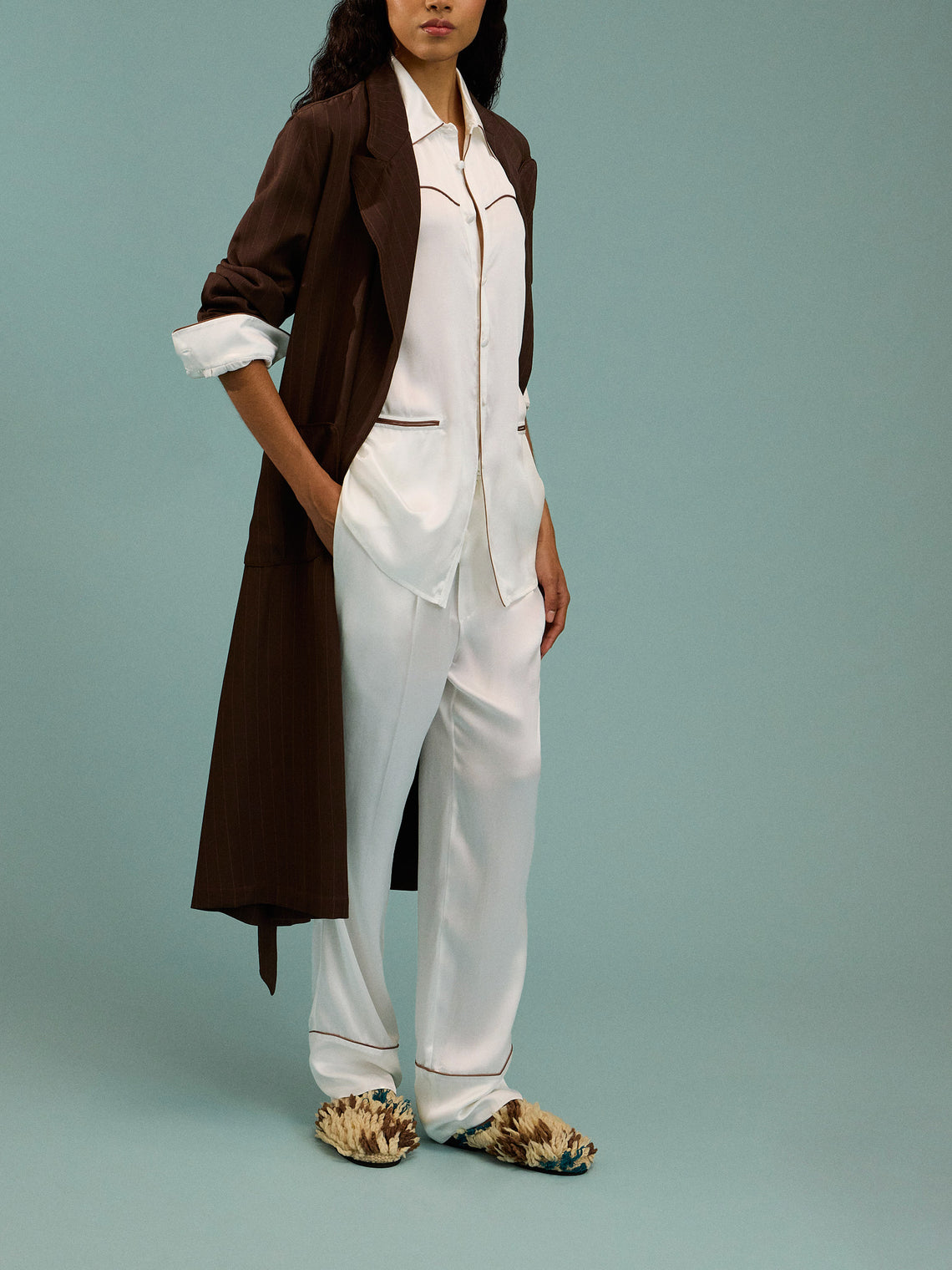 Dorso - Bandana Silk Pajama Set | Size: S - White - ABASK