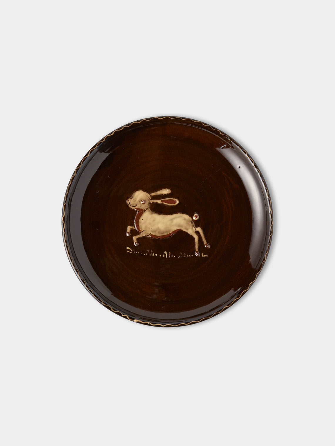 Poterie d’Évires - Animals Hand-Painted Ceramic Plates – 9.5in/24cm (Set of 8) - Dark brown - ABASK