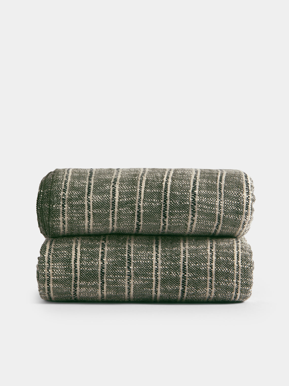 Mizar & Alcor - Basil Handwoven Linen and Cotton Towels (Set of 2) - Green - ABASK