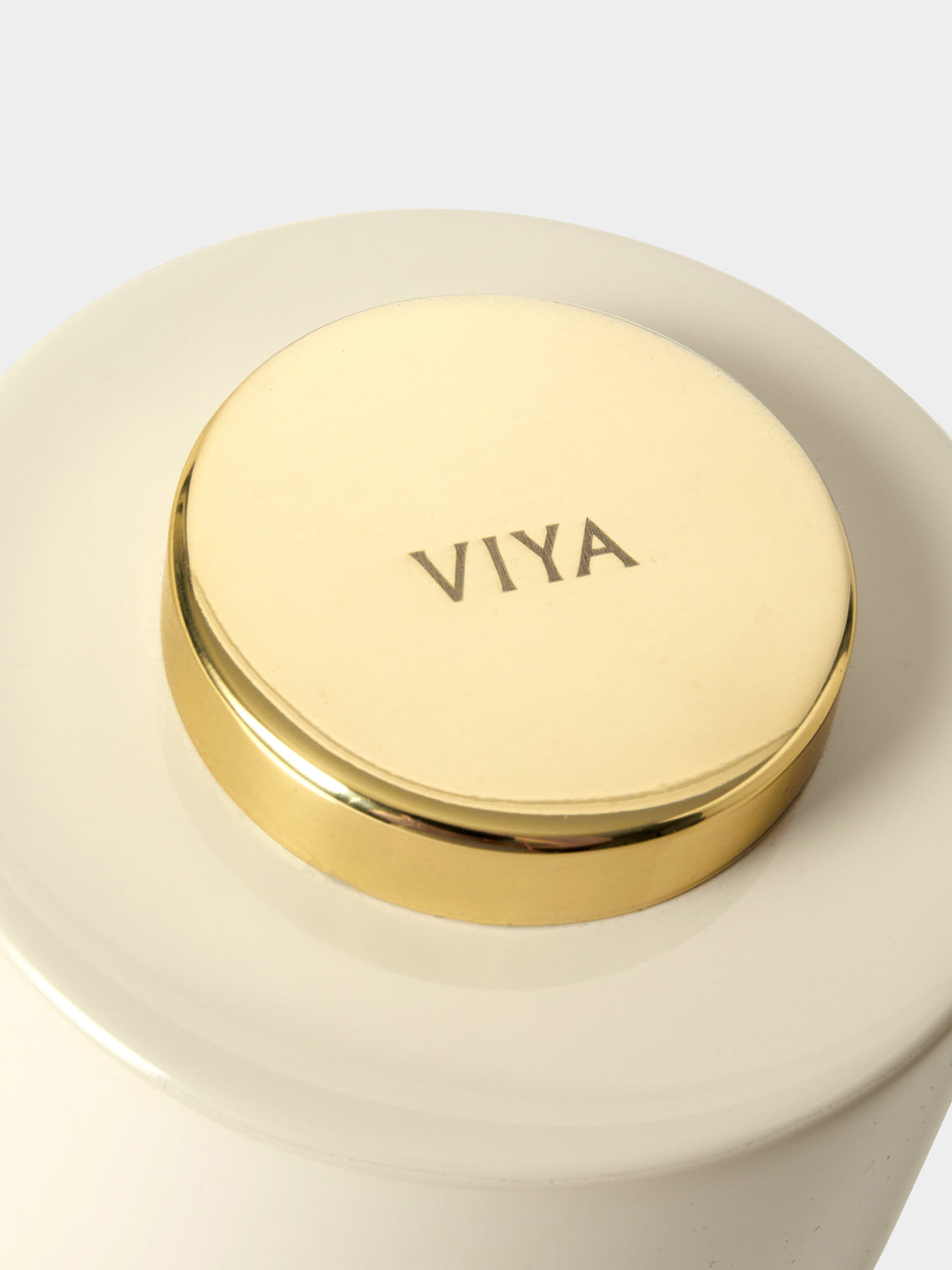 Viya - Saffron Lacquered Wood Round Container - Ivory - ABASK