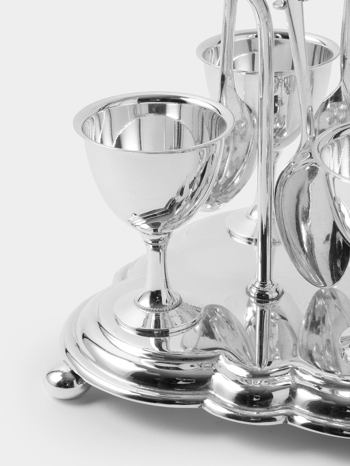 Antique and Vintage - Mid-Century Silver-Plated Egg Serving Set - Silver - ABASK