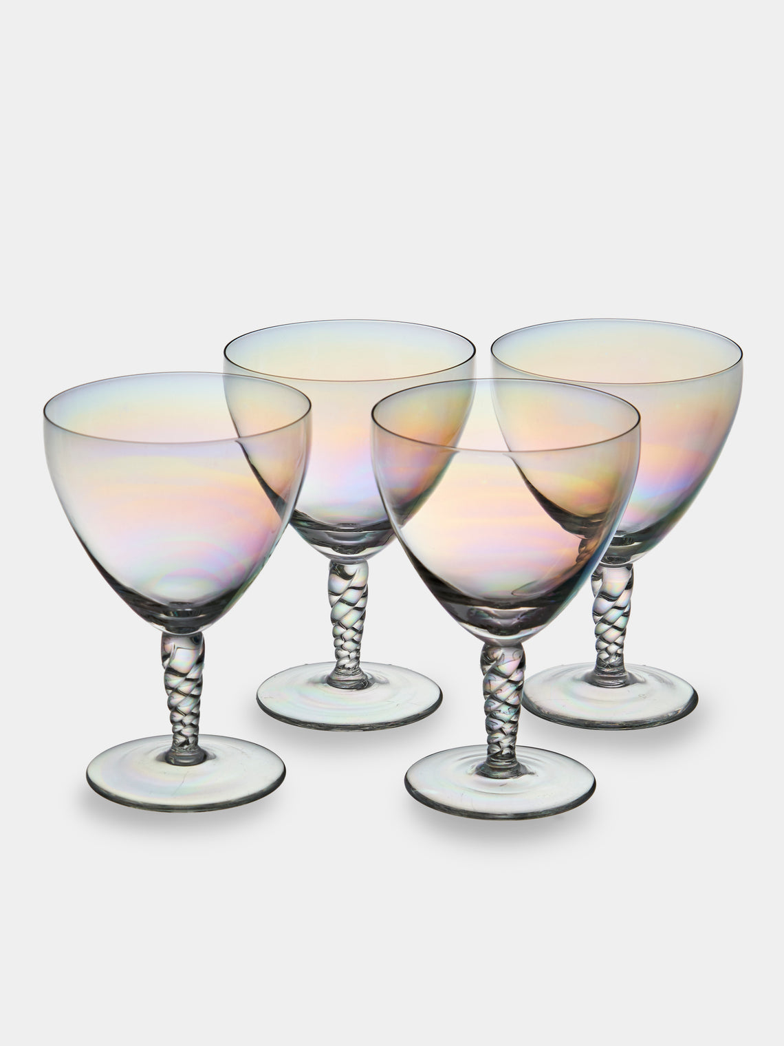 Antique and Vintage - 1950s Pearlescent White Wine Glasses (Set of 6) - Clear - ABASK