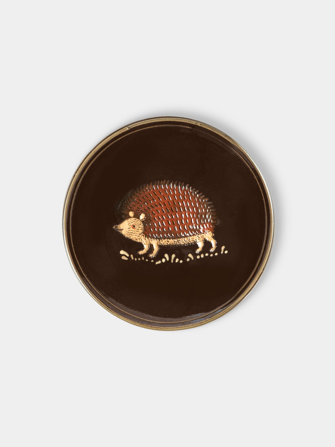 Poterie d’Évires - Animals Hand-Painted Ceramic Plates – 5.5in/14cm (Set of 4) - Dark Brown - ABASK