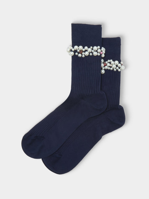 Maria La Rosa - Women's Miami Cashmere Socks | One Size - Navy - ABASK - 