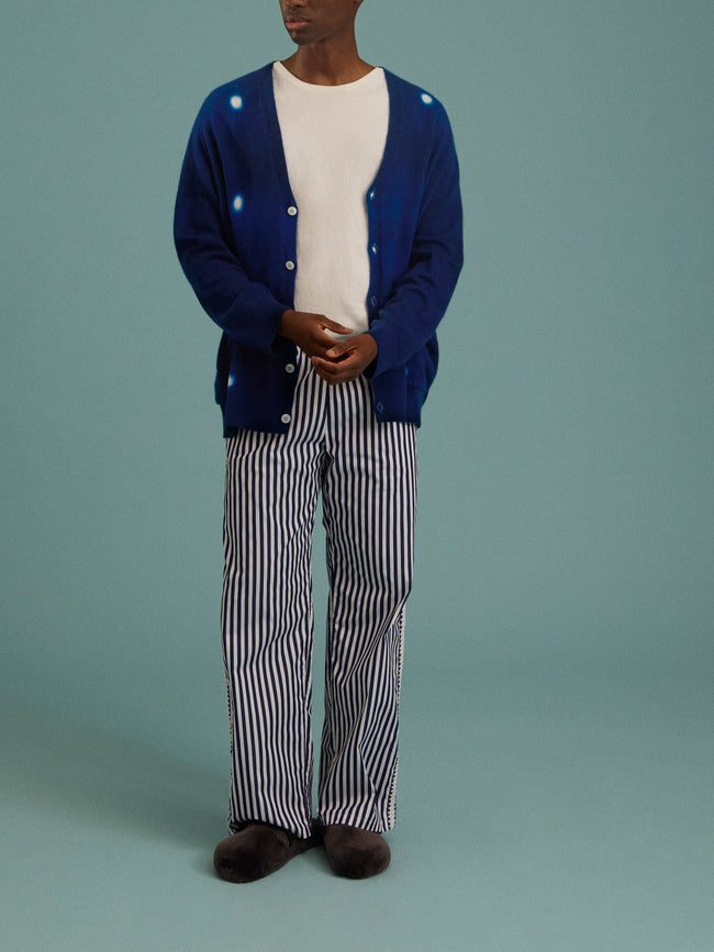 Suzusan - Shibori Cashmere Seamless Wide Cardigan - Blue - ABASK