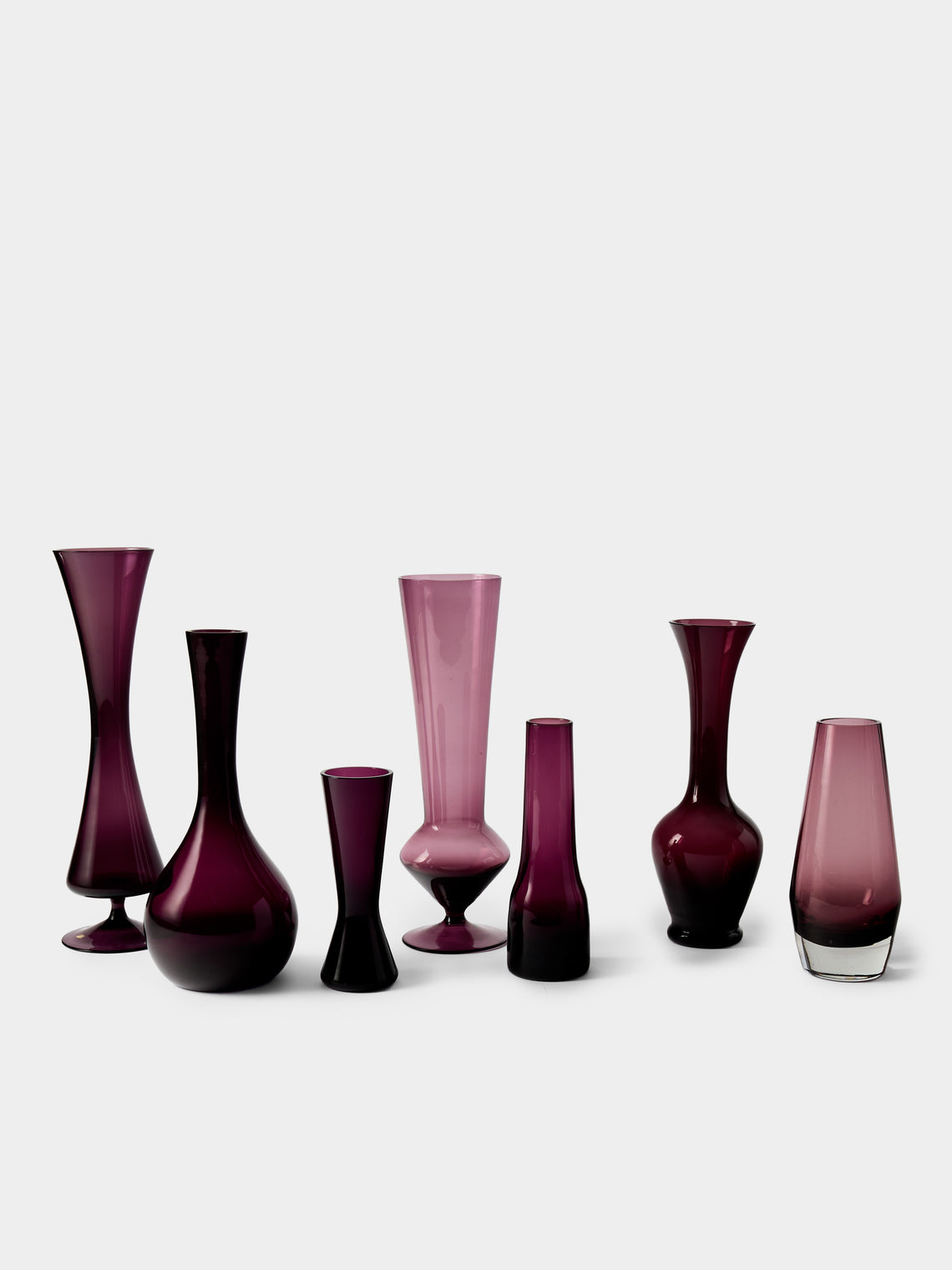 Antique and Vintage - Mid-Century Glass Bud Vases (Set of 7) - Purple - ABASK - 