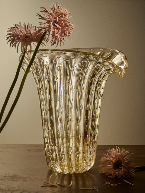 Antique and Vintage - 1970s Ercole Barovier Murano Glass Vase (14.5in/36.5cm) - Clear - ABASK