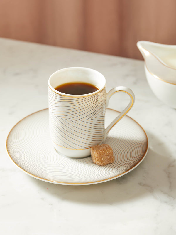 Raynaud - Oskar Porcelain Espresso Cup and Saucer (Set of 2) - Gold - ABASK