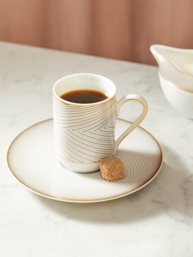 Raynaud - Oskar Porcelain Espresso Cup and Saucer (Set of 2) - Gold - ABASK