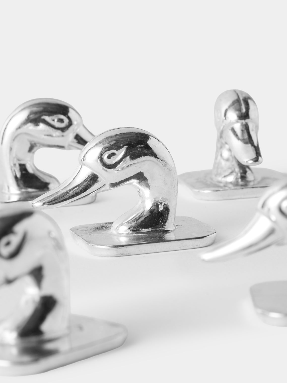 Antique and Vintage - Mid Century Silver Plated Duck Placecard Holders (Set of 6) - Silver - ABASK