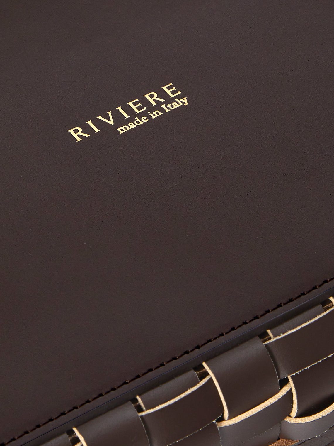 Riviere - Woven Leather Tray (10in/25cm) - Dark brown - ABASK