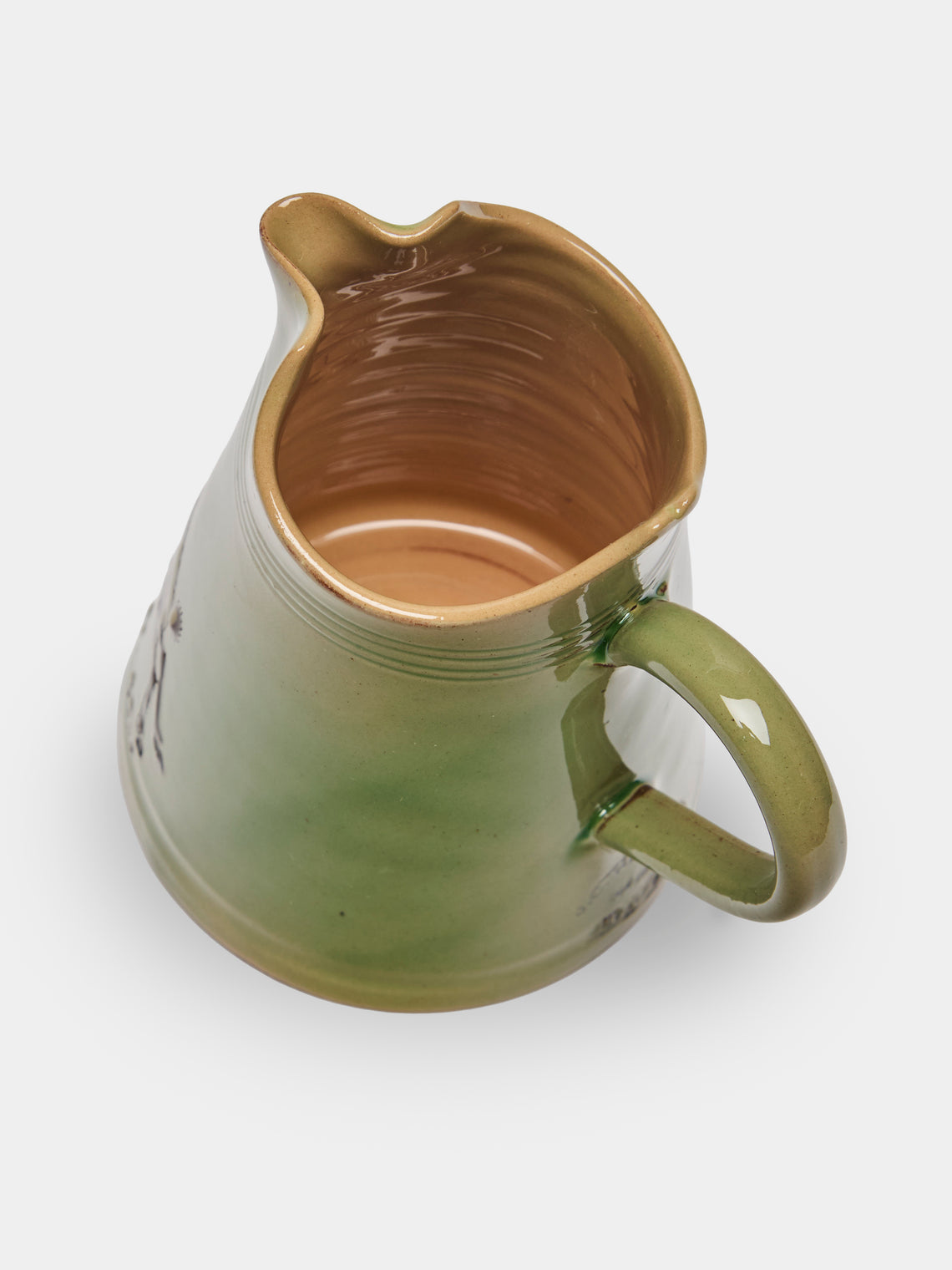 Poterie d’Évires - Stags Hand-Painted Ceramic Petite Milk Jug - Green - ABASK
