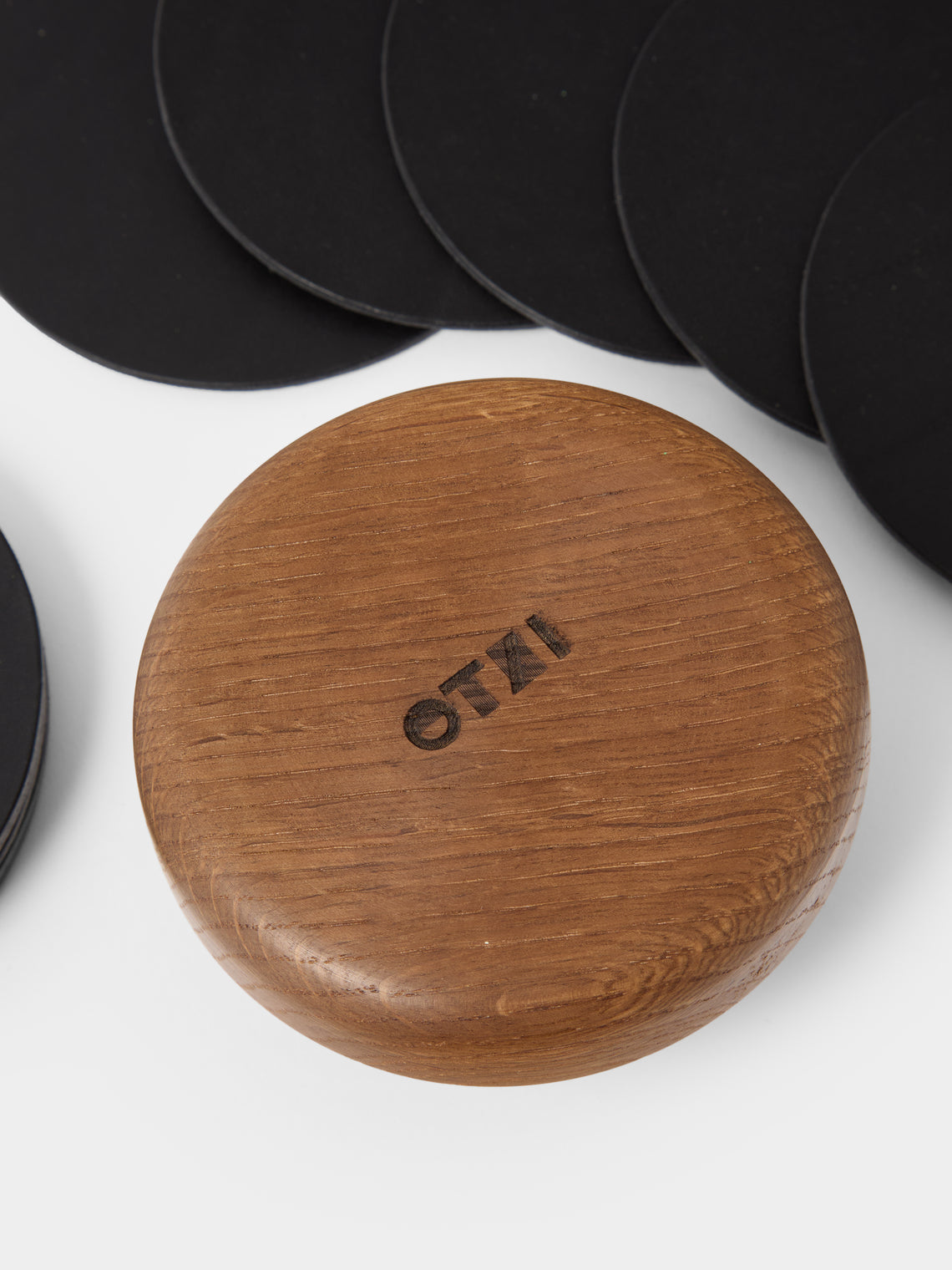 Otzi Studio - | Set of 10 | Gasket Leather Coasters - Black - ABASK