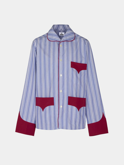 Sebline - Officer's Piccadilly Stripe Cotton Shirt | Size: M/L - Blue - ABASK - 