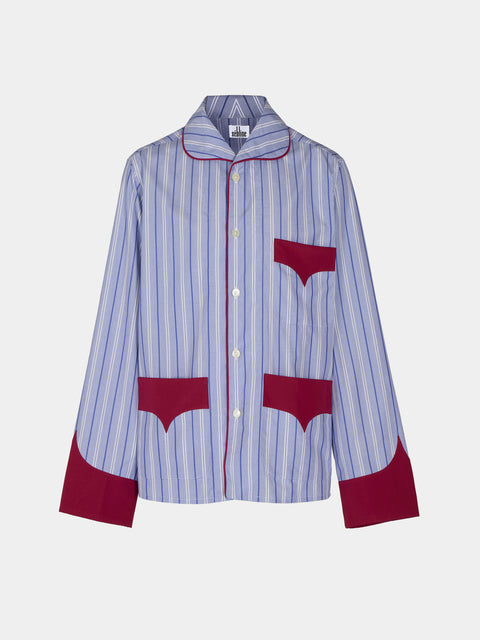 Sebline - Officer's Piccadilly Stripe Cotton Shirt | Size: M/L - Blue - ABASK - 