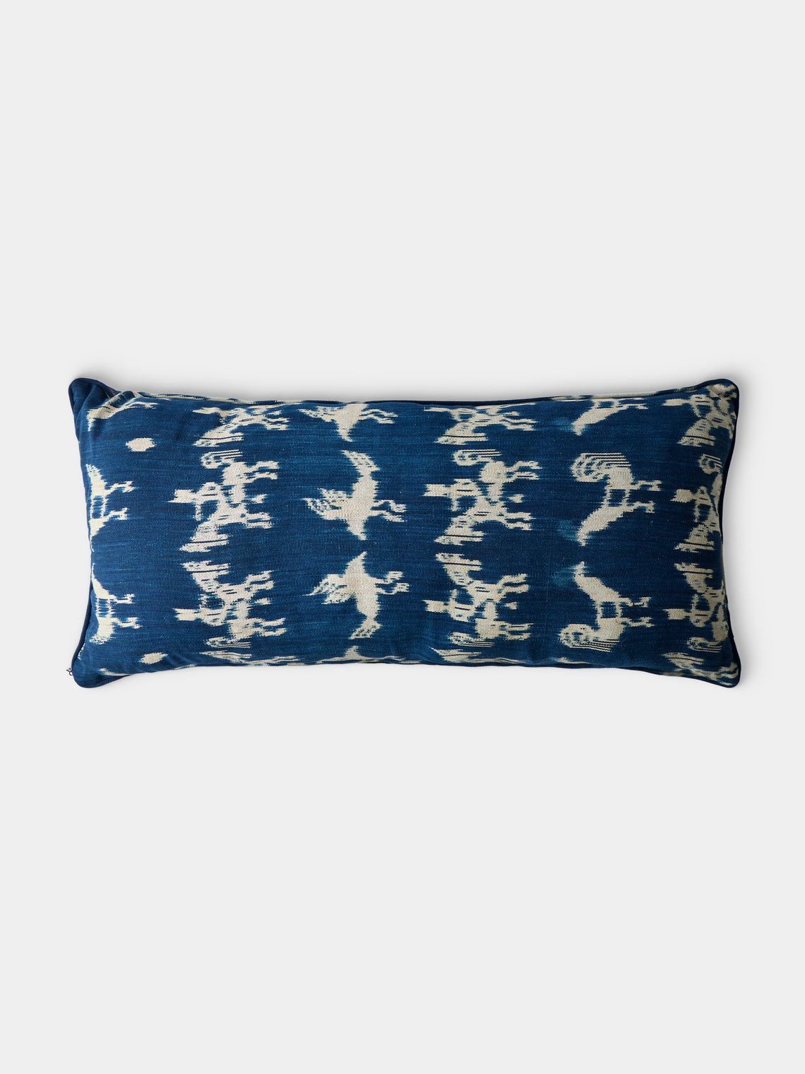 R Collective - Handwoven Ikat Cotton Cushion (35.5in/90cm) - Blue - ABASK - 