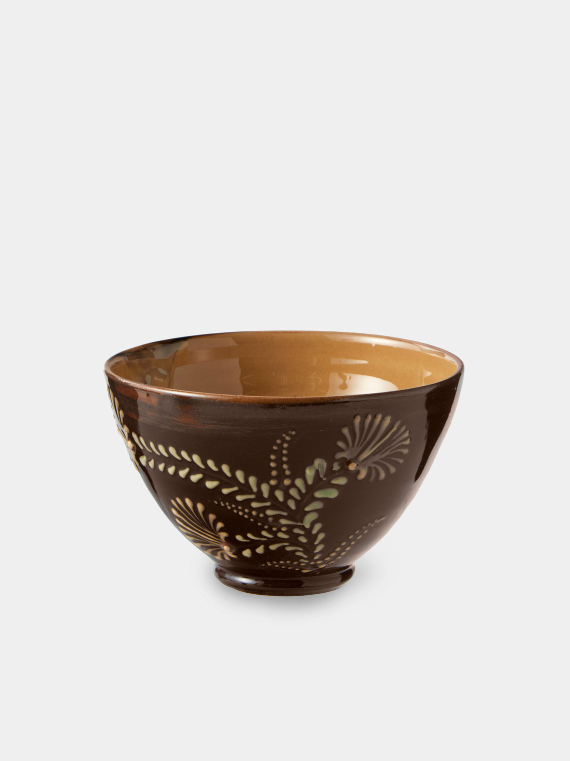 Poterie d’Évires - Flowers Hand-Painted Ceramic Small Bowls (Set of 4) - Dark Brown - ABASK
