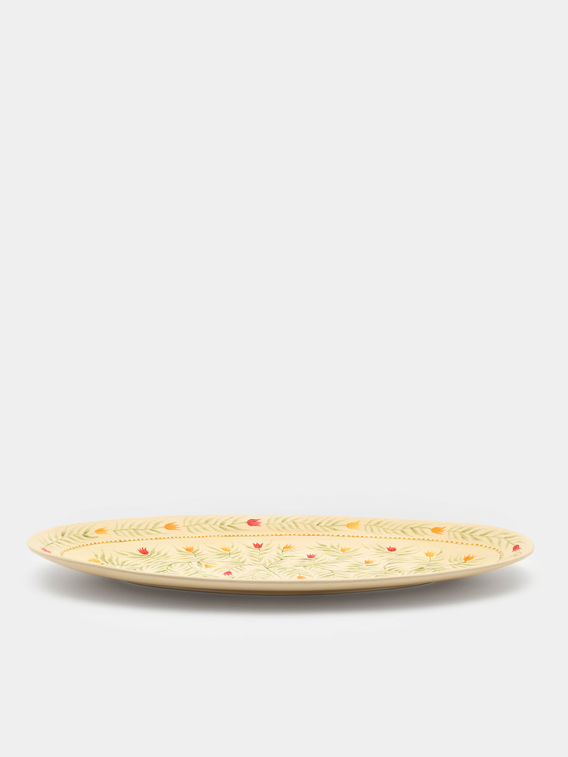 Rosanna Corfe - Tulips Hand-Painted Ceramic Large Oval Platter - Cream - ABASK
