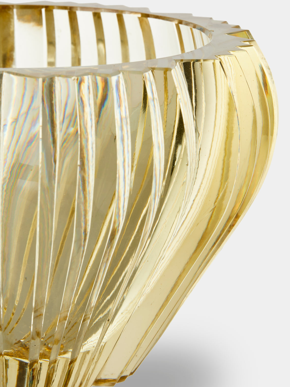 Antique and Vintage - 1950s Daum Crystal Vase (7in/17.5cm) - Yellow - ABASK