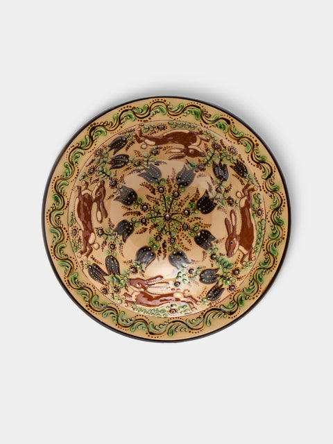 Poterie d’Évires - Rabbits Hand-Painted Ceramic Serving Bowl - Cream - ABASK
