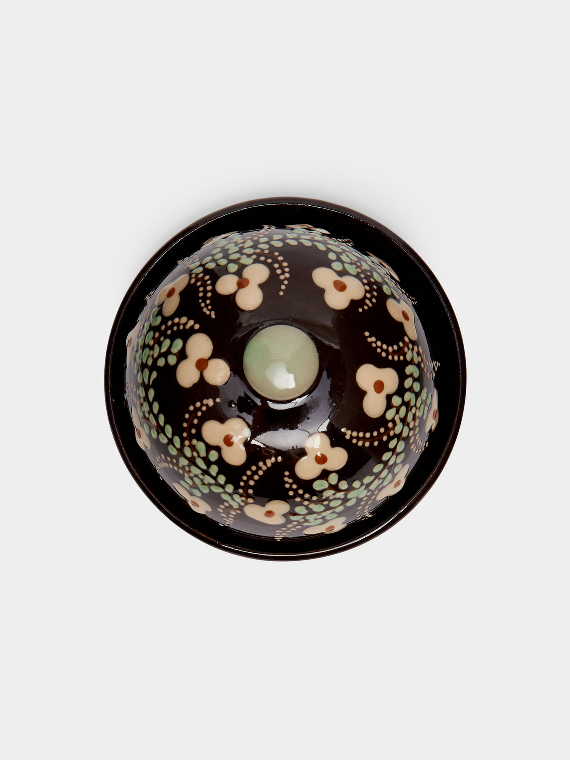 Poterie d’Évires - Flowers Hand-Painted Ceramic Small Butter Dish -  - ABASK