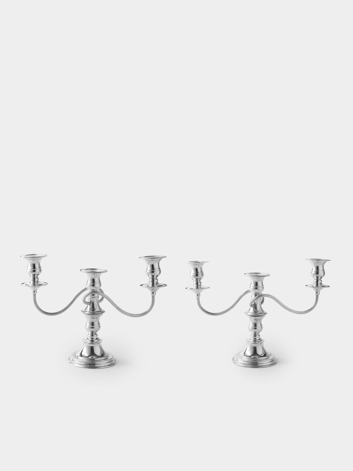 Antique and Vintage - 1940s Italian Silver-Plated Candle Holders (Set of 2) - Clear - ABASK