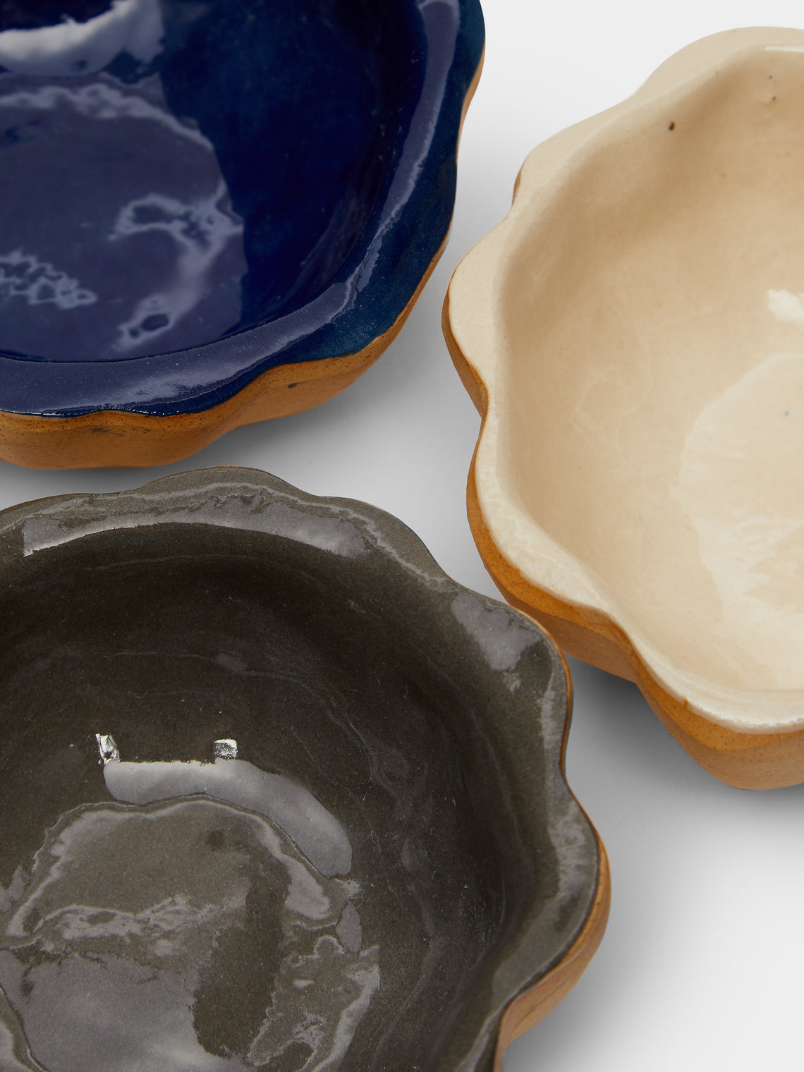 Ceramic Scalloped Dipping Bowls (Set of 3)
