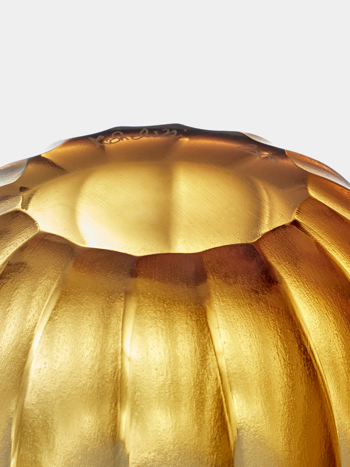 Micheluzzi Glass - Bocia Miele Coste Hand-Blown Murano Glass Vase (4.5in/11cm) - Yellow - ABASK