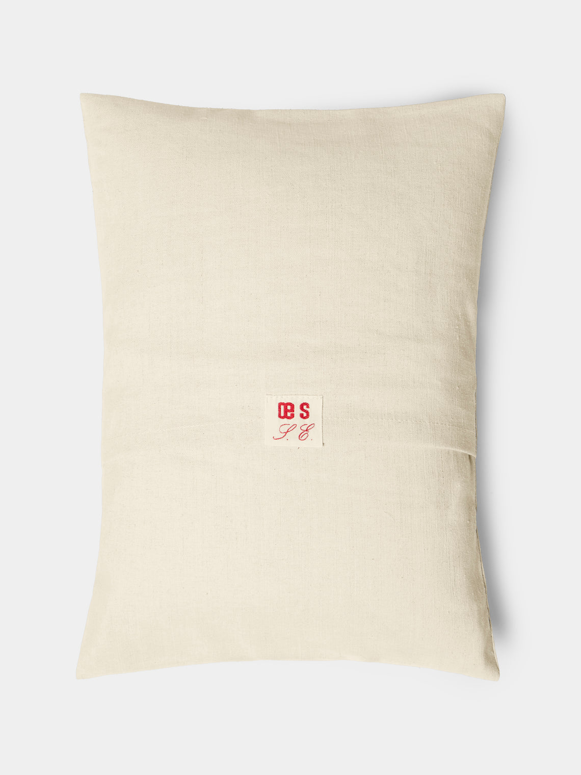 Oeuvres Sensibles - Candle Hand-Embroidered Cotton and Hemp Linen Cushion (15.5in/40cm) - Cream - ABASK