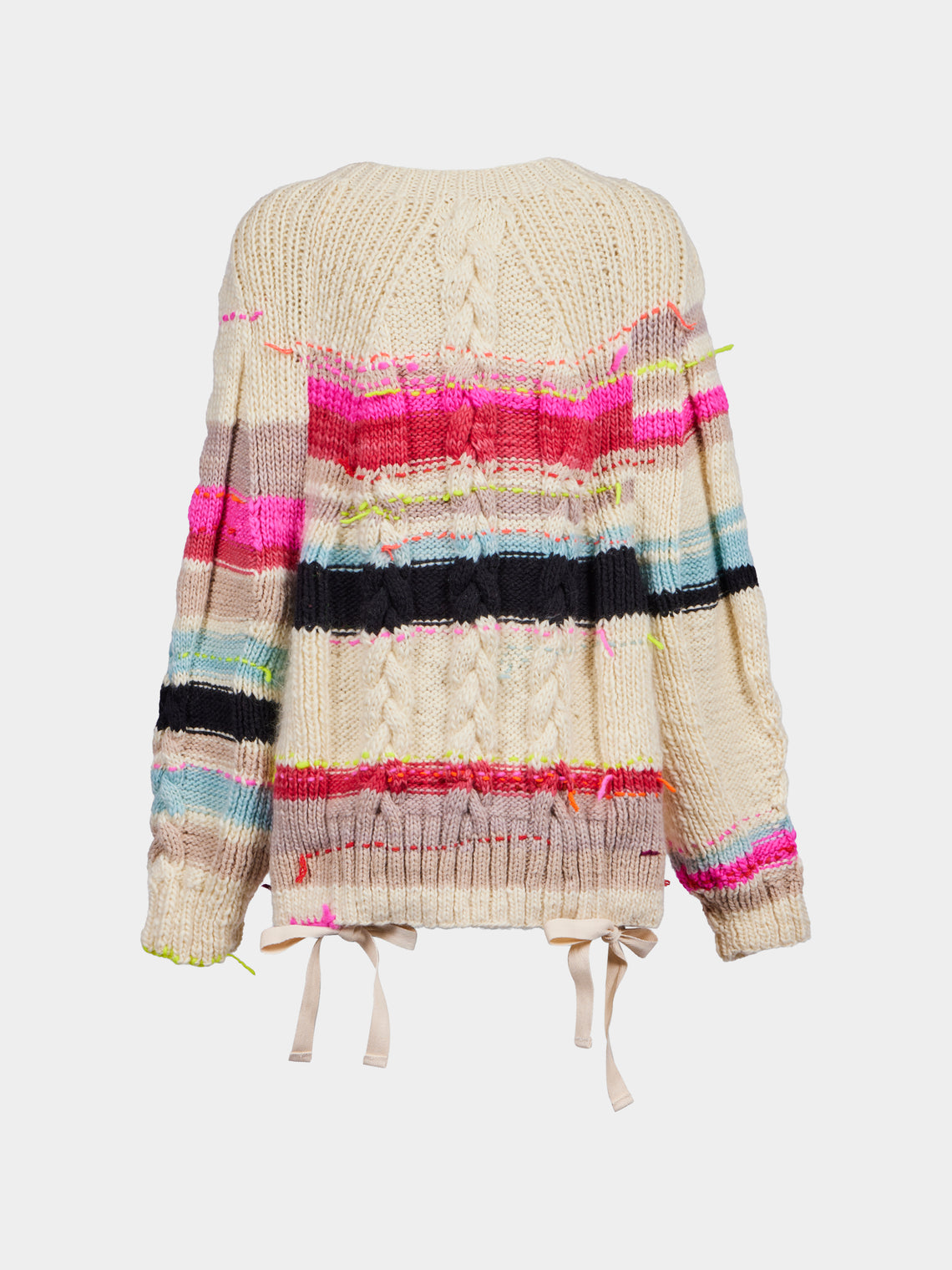 La Fetiche - Ultraviolet Hand-Knitted Wool Cardigan | Size: S - Cream - ABASK