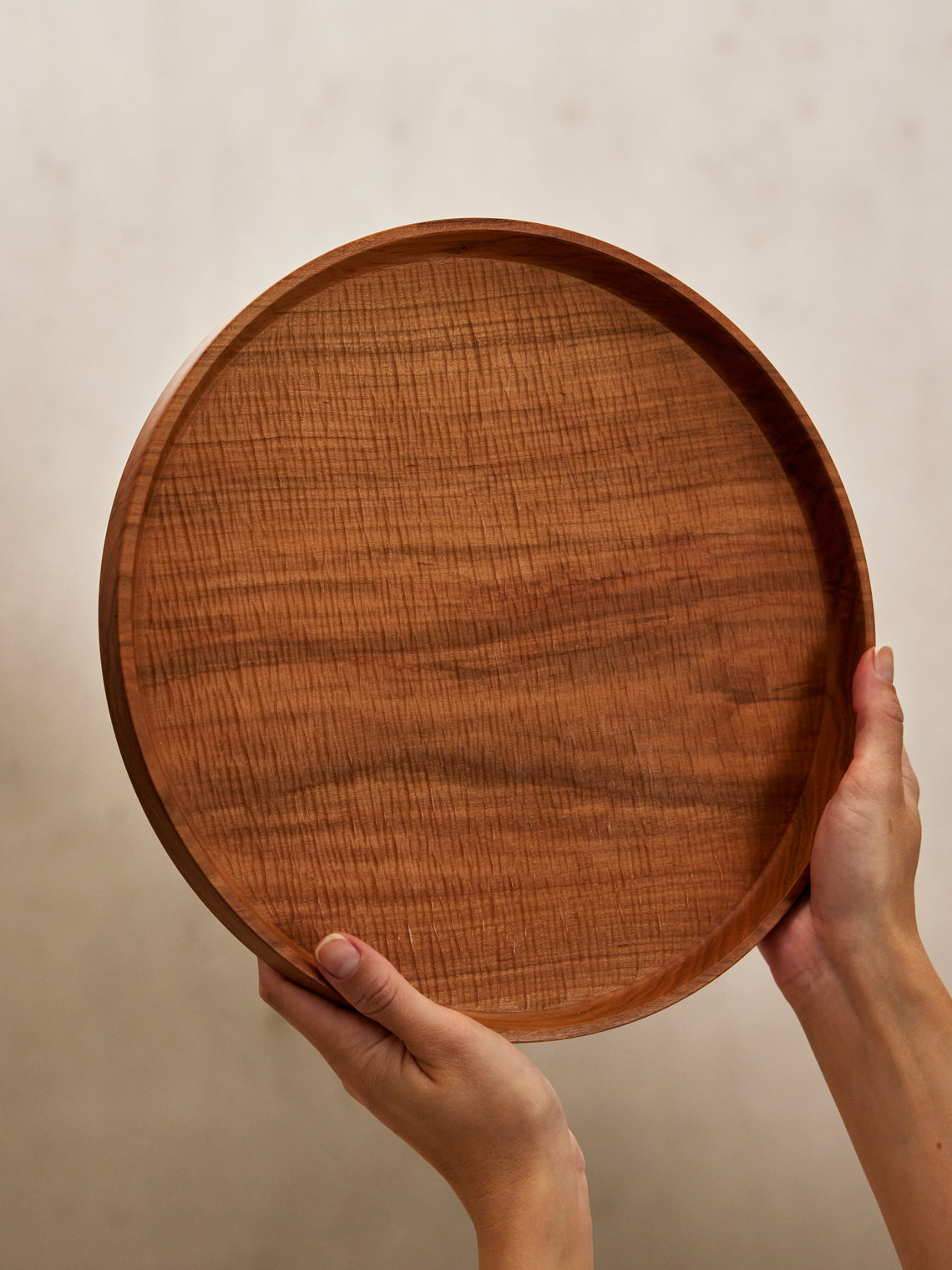 Thursday Furniture - Hand-Turned Cherry Carved Platter - Brown - ABASK